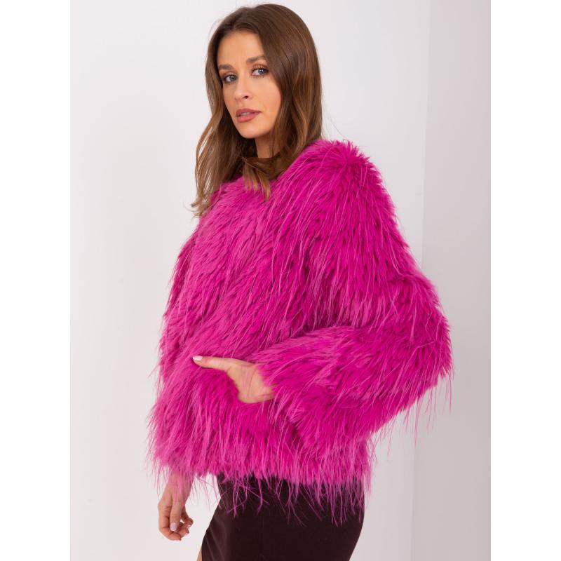 Fuchsiová dámska prechodná kožená bunda