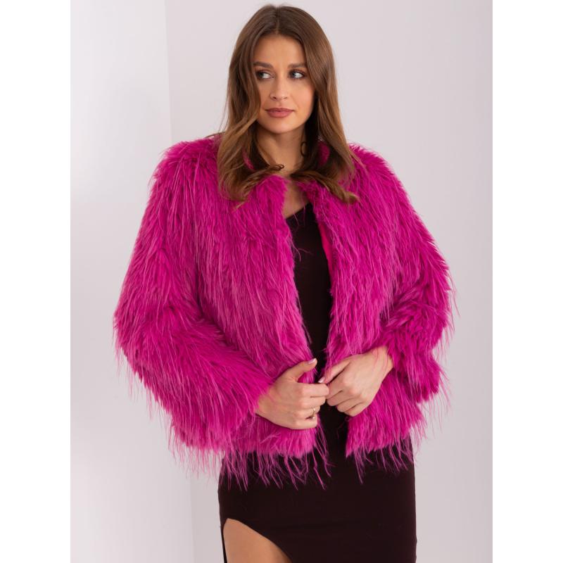 Fuchsiová dámska prechodná kožená bunda
