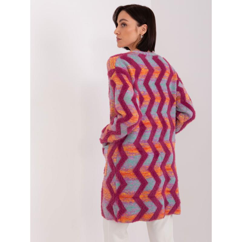 Fuchsiový kardigán so vzorom a vreckami