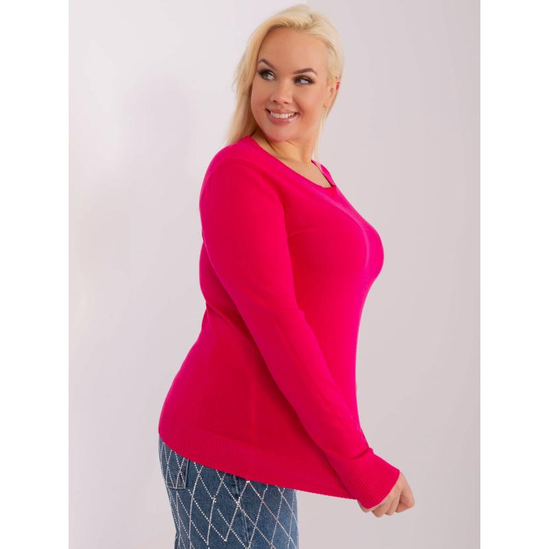 Fuchsiový pruhovaný sveter s rolákom