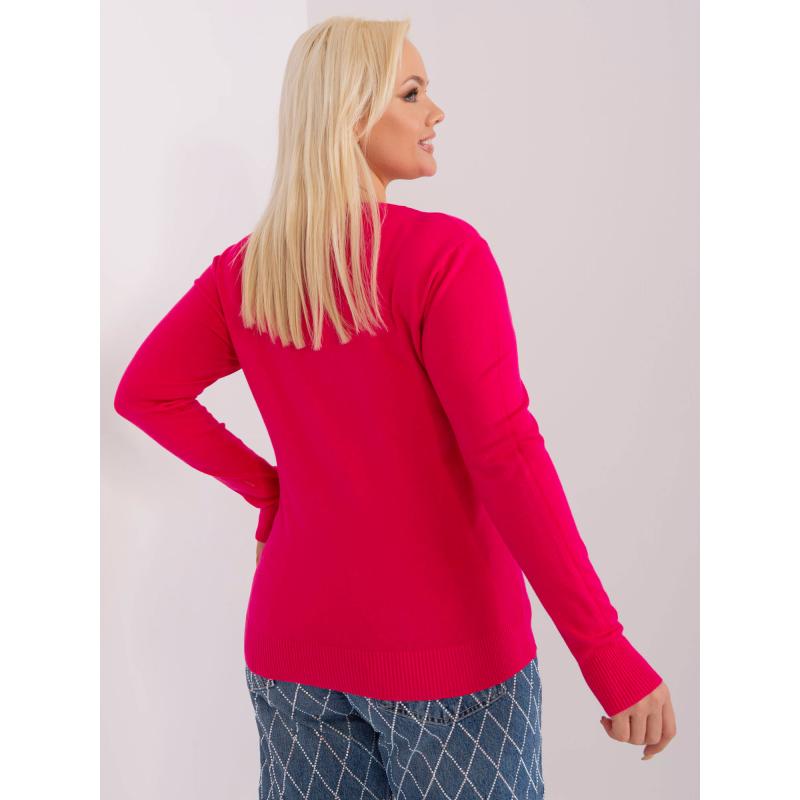 Fuchsiový pruhovaný sveter s rolákom