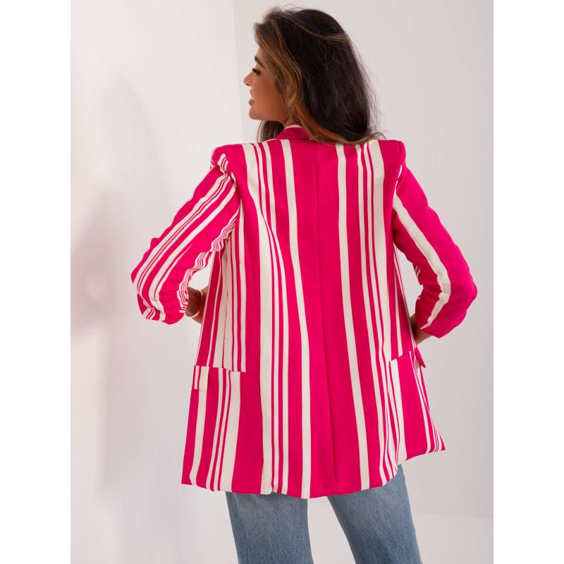 Fukszia-ekru színű kabát gombok nélkül