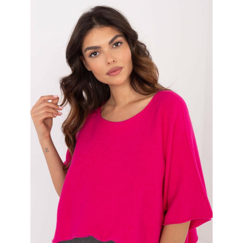 Fuchsiový klasický sveter s rolákovým výstrihom