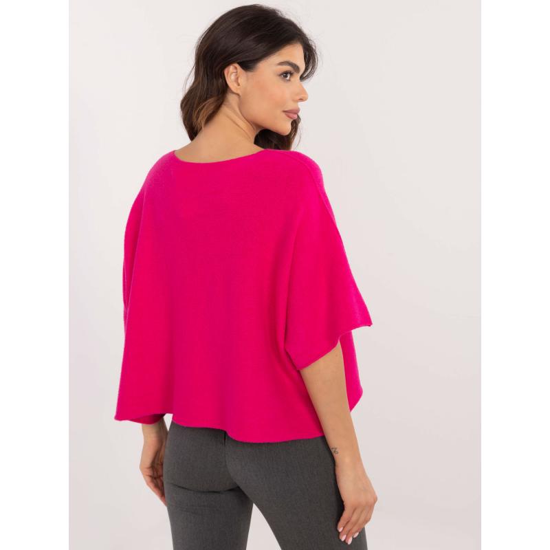 Fuchsiový klasický sveter s rolákovým výstrihom