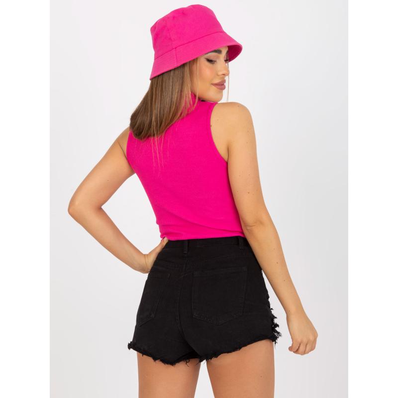 Ružové pruhované basic tričko s polovičným výstrihom RUE PARIS