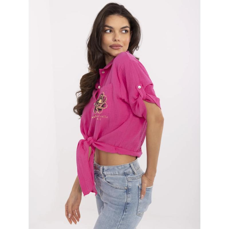 Fuchsiová krátká košile z mušelínu