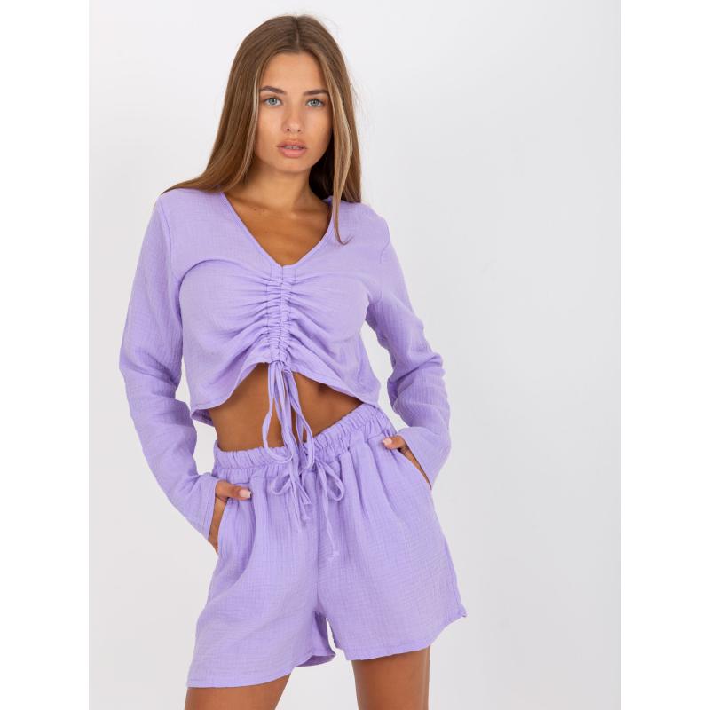 Světle fialová lehká mušelínová blůza na každý den SUBLEVEL