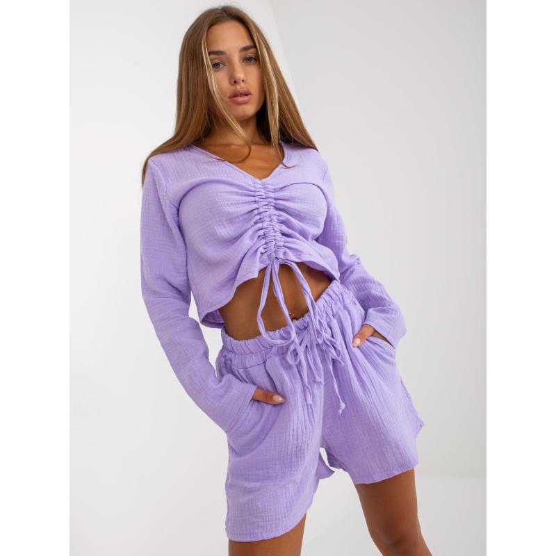 Světle fialová lehká mušelínová blůza na každý den SUBLEVEL