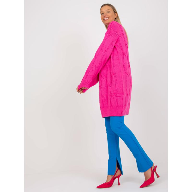 Ecru-fuchsiová bavlněná základní blůza s pruhovaným rolákem