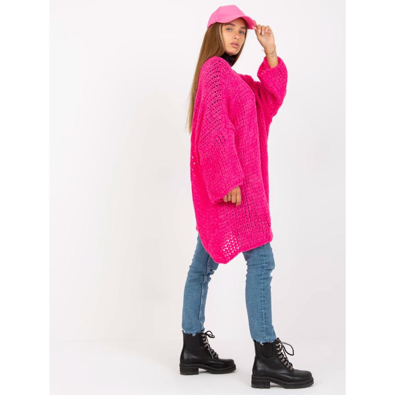 Fluorescenčný ružový kardigán so širokými rukávmi OCH BELLA