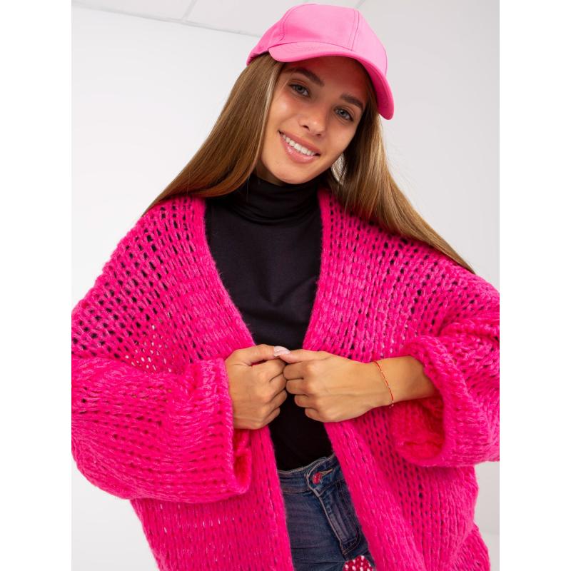 Fluorescenčný ružový kardigán so širokými rukávmi OCH BELLA