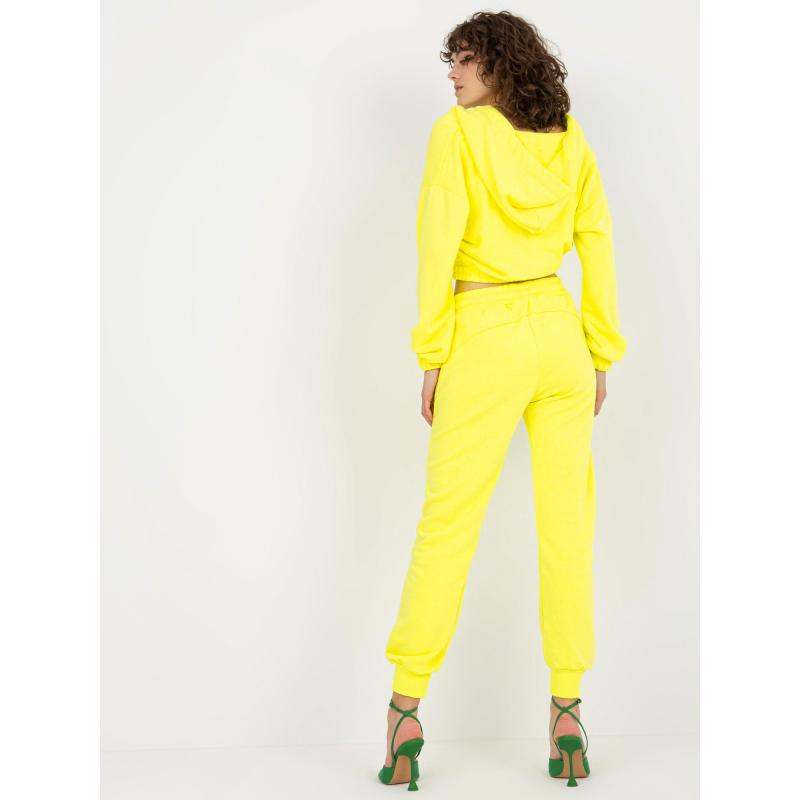 Fluorescenčná žltá základná tepláková súprava s krátkou mikinou