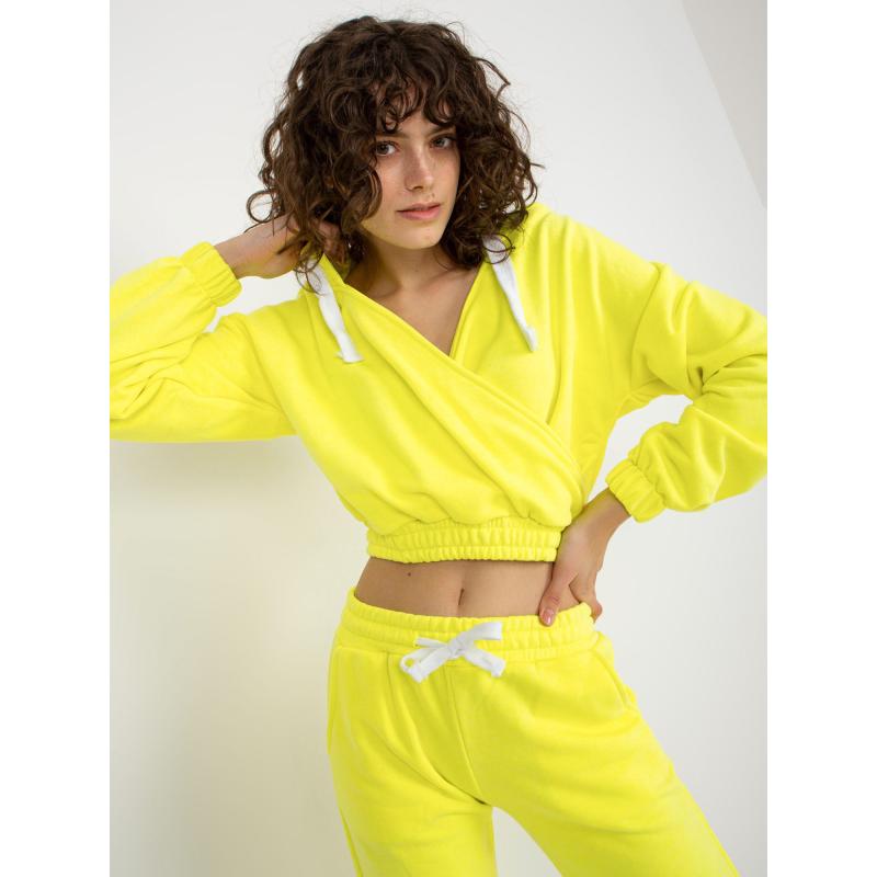 Fluorescenčná žltá základná tepláková súprava s krátkou mikinou