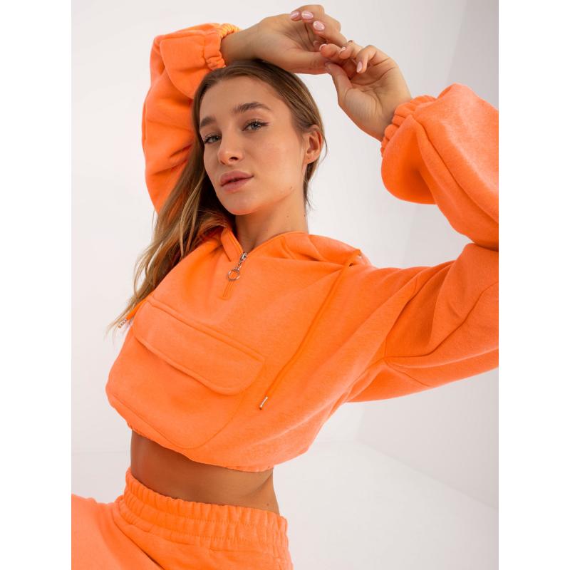 Fluorescenčná oranžová základná tepláková súprava s krátkou mikinou Emilie