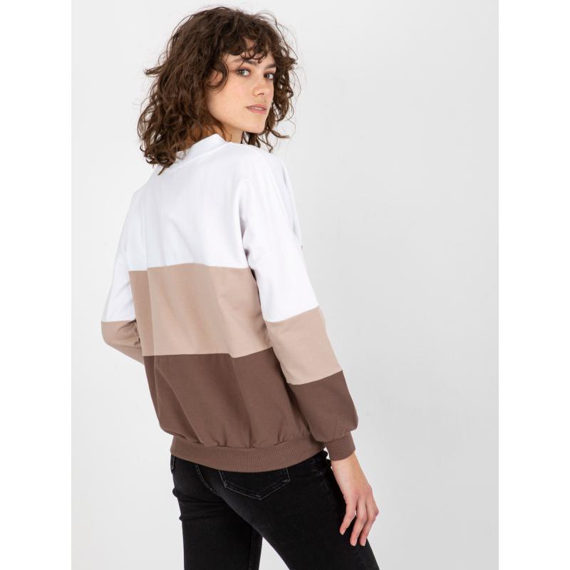 Fehér és barna alap pulóver V-kivágással RUE PARIS