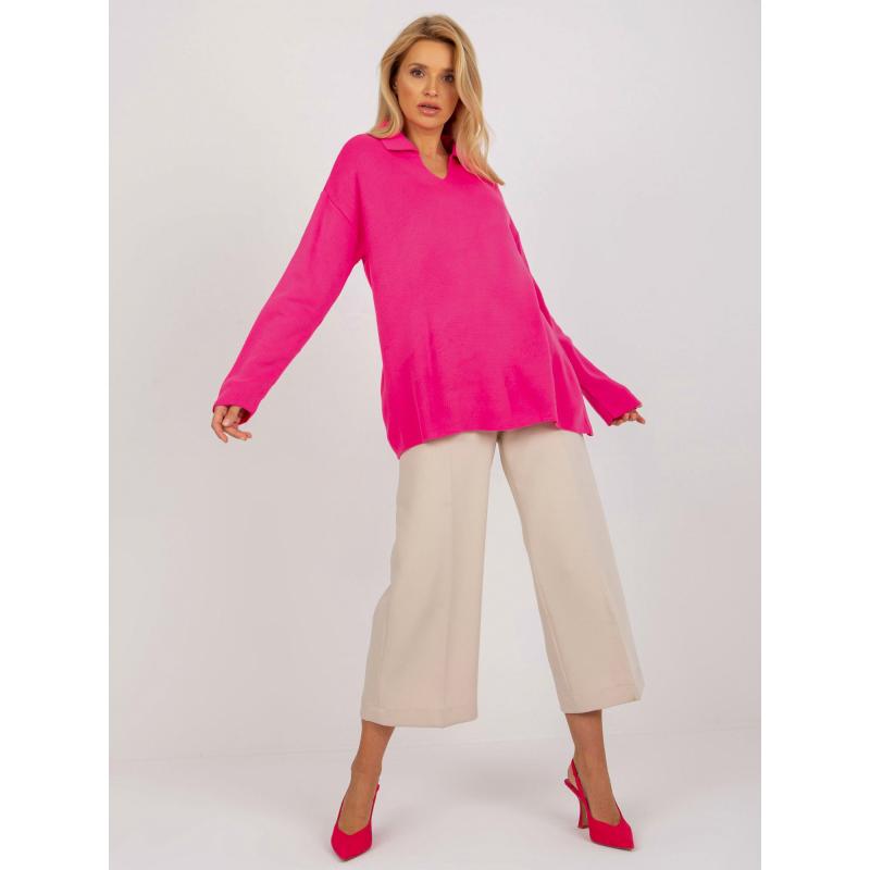 Világos lila, laza női pulóver RUE PARIS