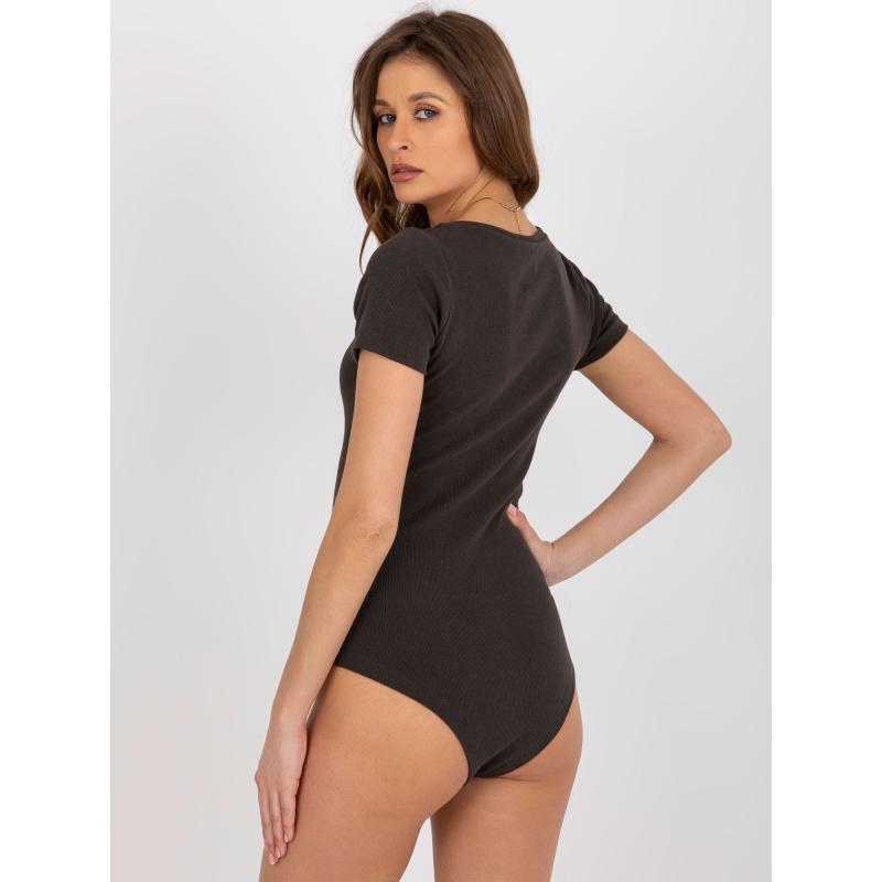 Khaki bavlnené basic body s pruhmi