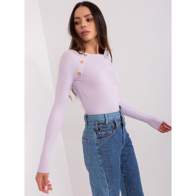 Fuchsiový základný sveter s rolákom a elastickými manžetami