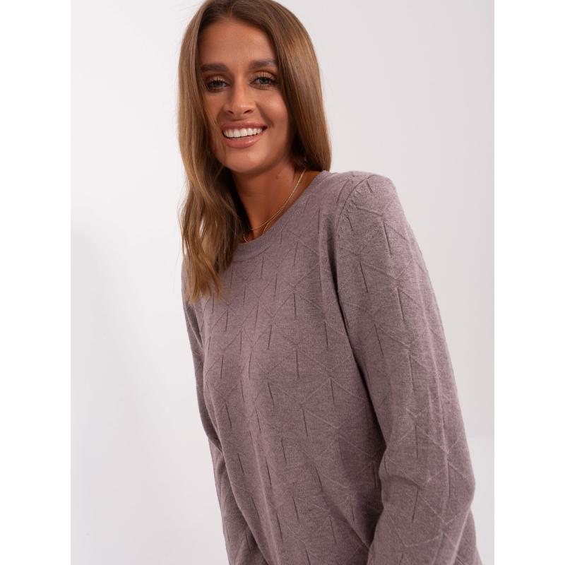 Fuchsiově-ecru volný svetr z pruhované pleteniny