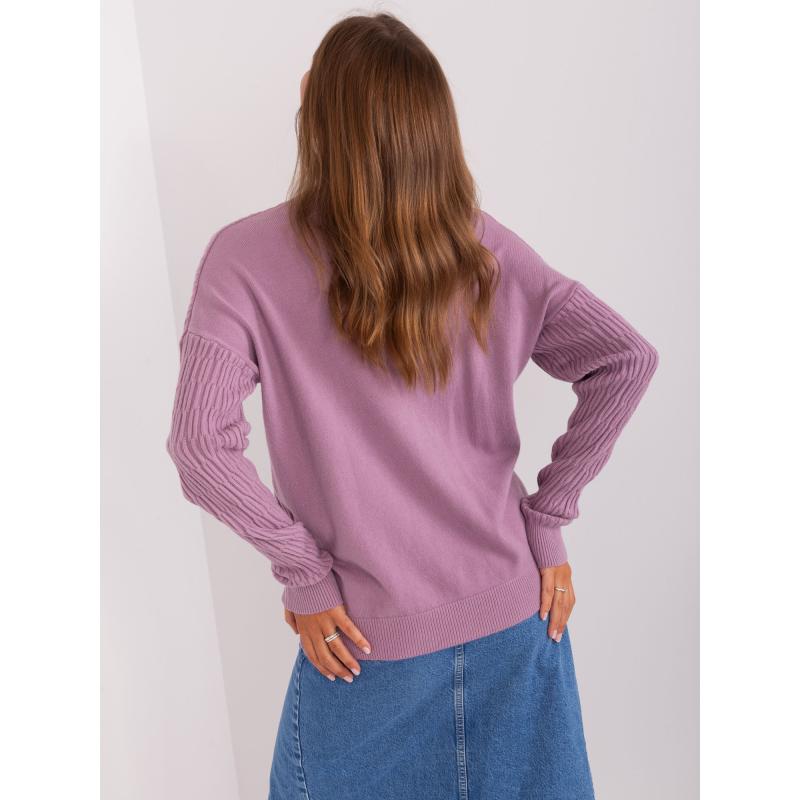 Fuchsiový dámský klasický svetr s pruhy