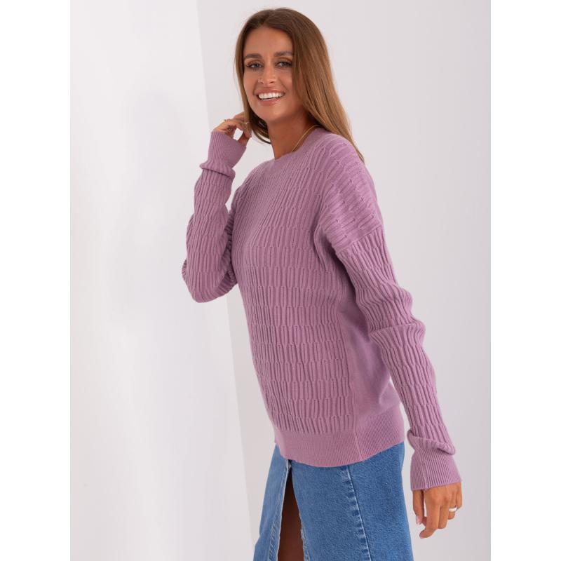 Fuchsiový dámský klasický svetr s pruhy