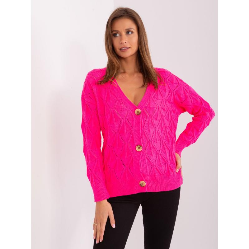 Fluoreszkáló rózsaszínű, kötött pulóver