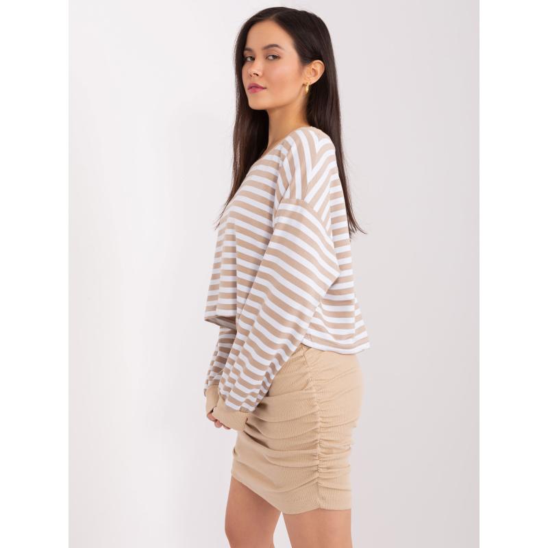 Bežovo-biela základná súprava s pruhovanou blúzou