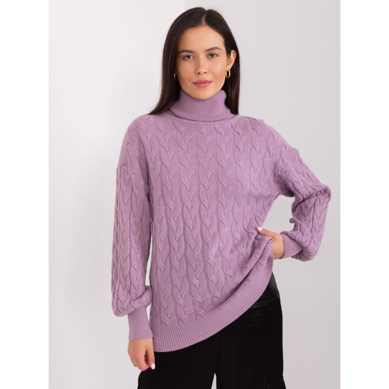 Fuchsiový hladký svetr plus size s dlouhým rukávem