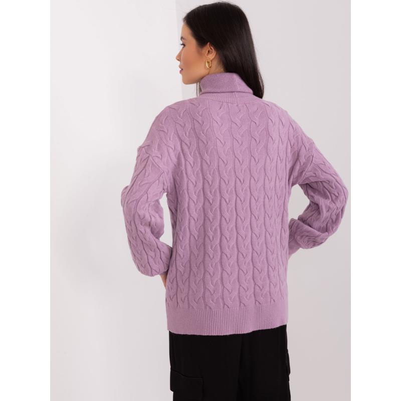 Fuchsiový hladký svetr plus size s dlouhým rukávem