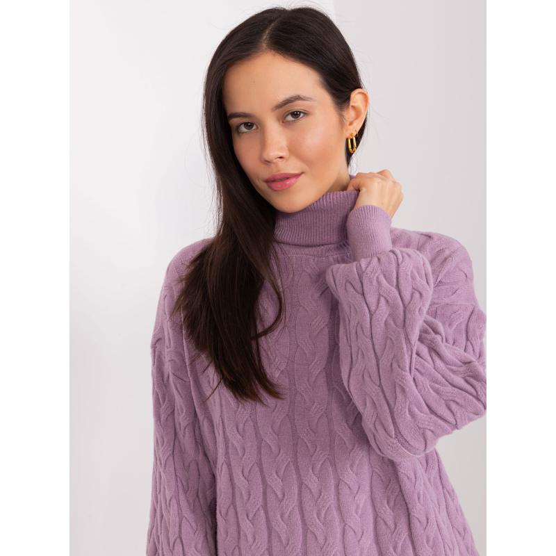 Fuchsiový hladký svetr plus size s dlouhým rukávem