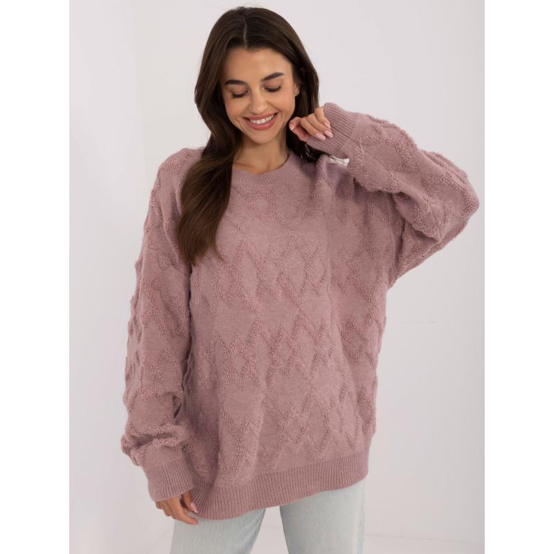 Fuchsiový oversize svetr s krátkými rukávy
