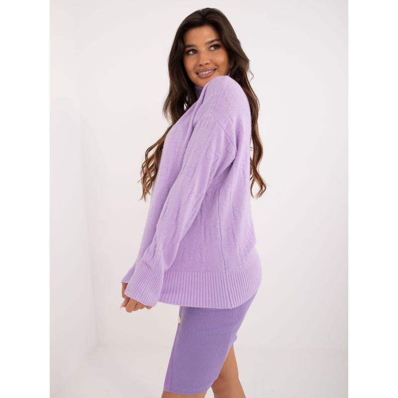 Fuchsiový svetr s odhalenými rameny a pružnými lemy