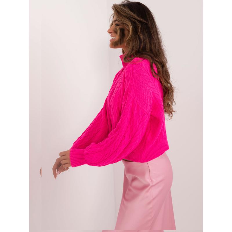 Fukszia és bézs alapblúz csíkos garbóval