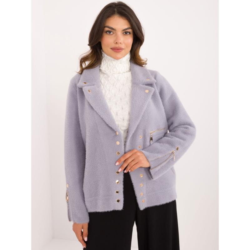 Svetlofialová alpaka bunda s patentnými gombíkmi