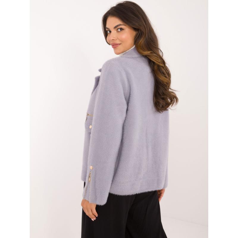 Svetlofialová alpaka bunda s patentnými gombíkmi