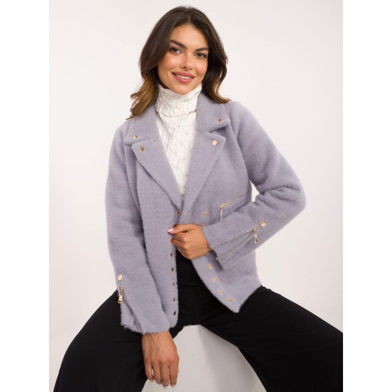 Svetlofialová alpaka bunda s patentnými gombíkmi