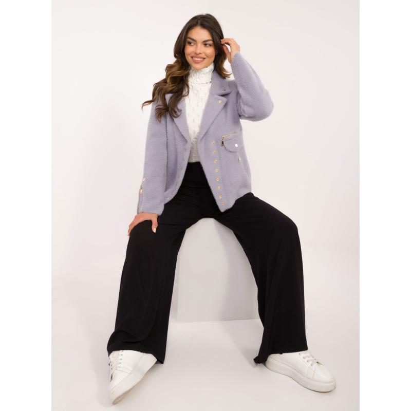 Svetlofialová alpaka bunda s patentnými gombíkmi