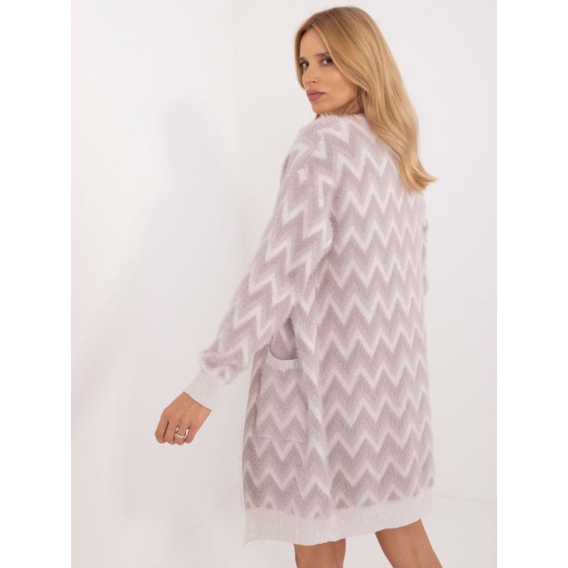 online Világos lila, laza kardigán zsebekkel