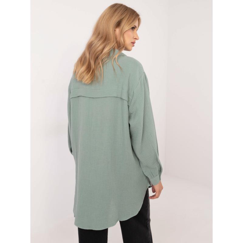 Pistáciová mušelínová košile s límečkem SUBLEVEL