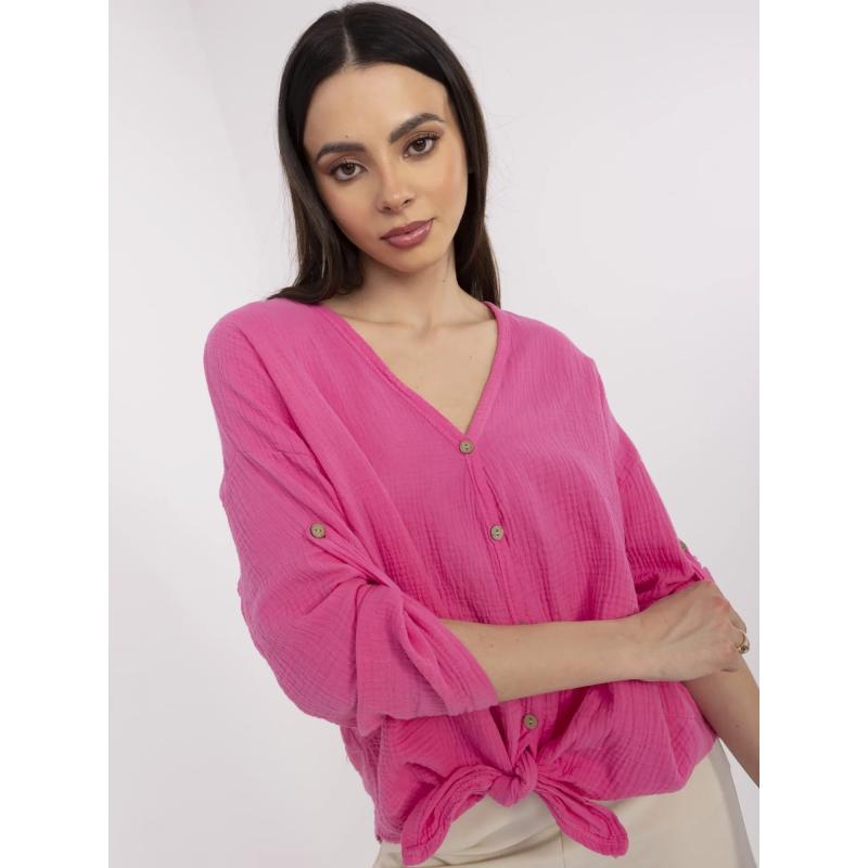 Růžová mušelínová košile pro ženy na léto