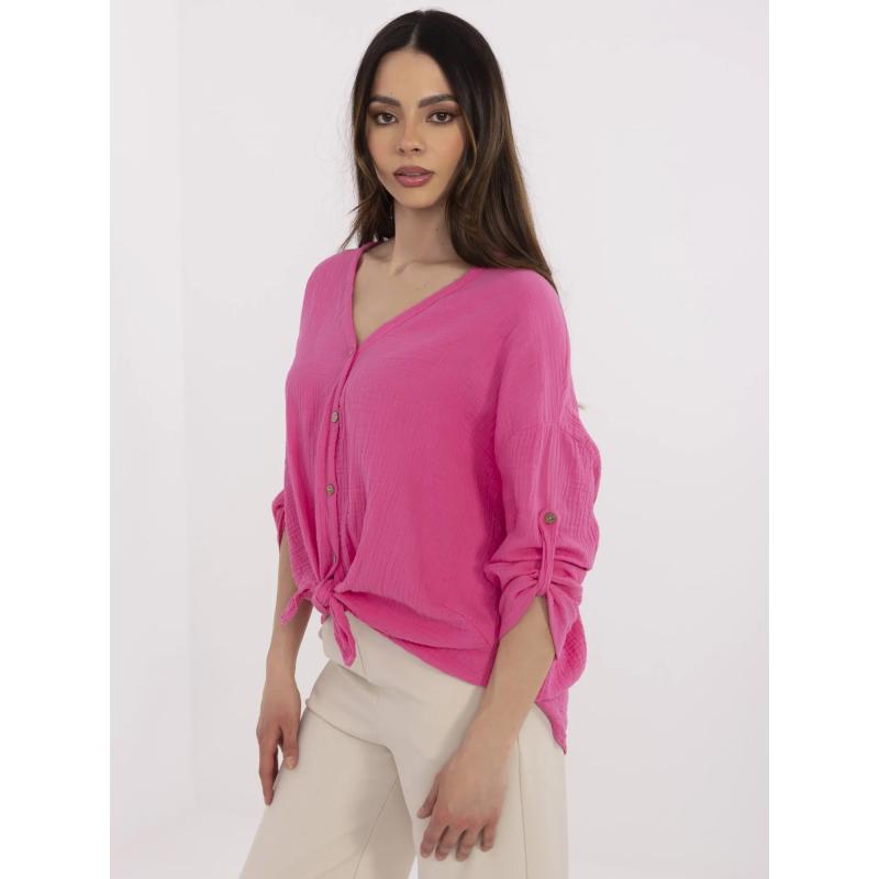 Růžová mušelínová košile pro ženy na léto