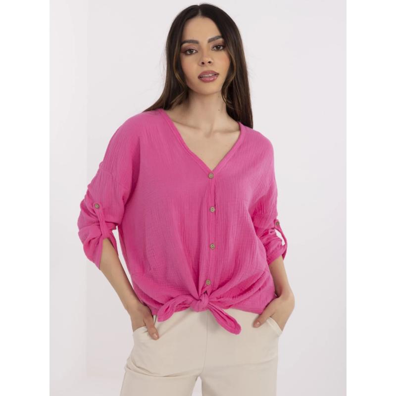 Růžová mušelínová košile pro ženy na léto