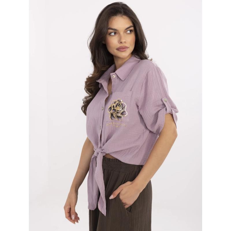 Světle fialová mušelínová košile s 3/4 rukávy