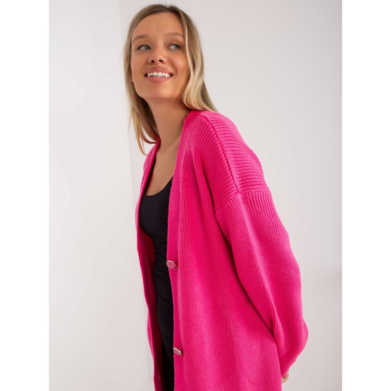 Fluoreszkáló rózsaszín hosszú kardigán gombokkal RUE PARIS