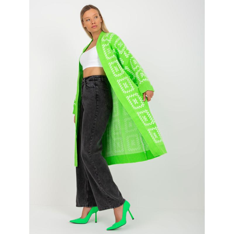 Fluo zelený dlouhý oversize kardigan RUE PARIS