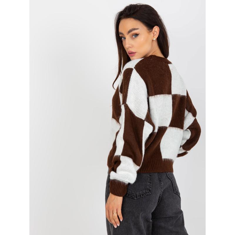 Svetlofialový dámsky klasický sveter s pruhmi