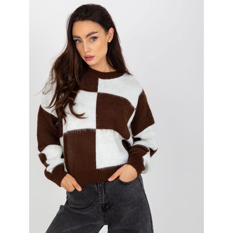 Svetlofialový dámsky klasický sveter s pruhmi