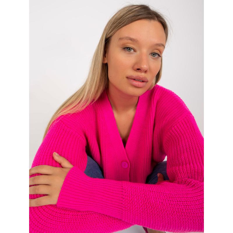Fluoreszkáló rózsaszín pulóver gombokkal RUE PARIS