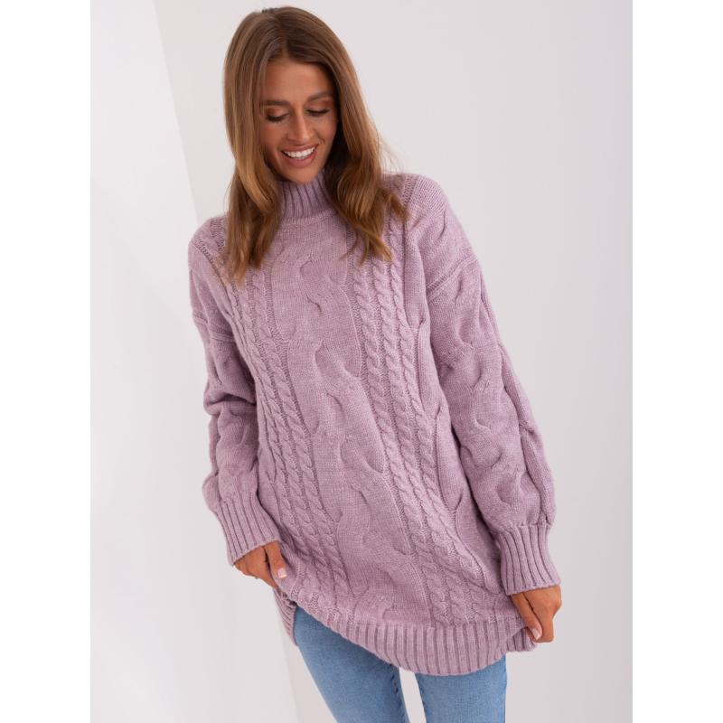 Világos rózsaszín pulóver puffos ujjú