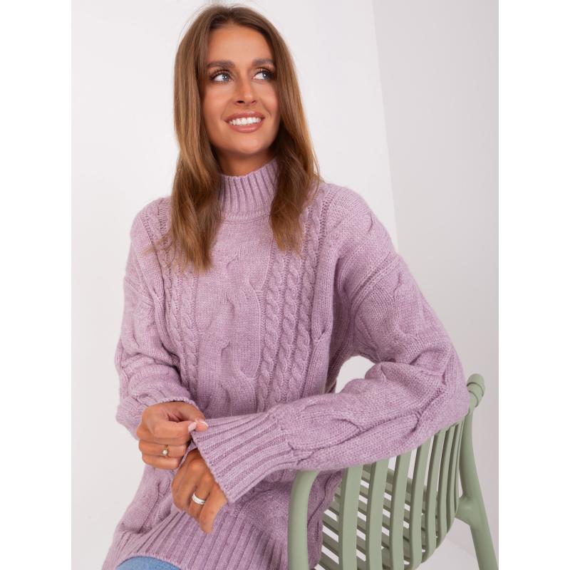 Világos rózsaszín pulóver puffos ujjú